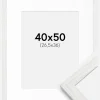 Ramme Stilren hvid Eg 40x50 cm - Passepartout Hvid 27,5x37 cm