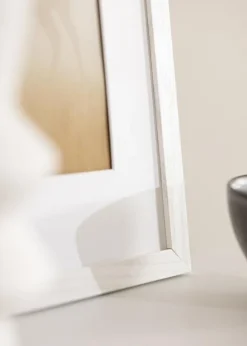 Ramme Stilren Hvid Eg 70x100 cm - Passepartout Hvid 24x36 inches