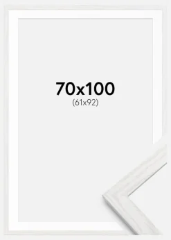 Ramme Stilren hvid Eg 70x100 cm - Passepartout Hvid 62x93 cm