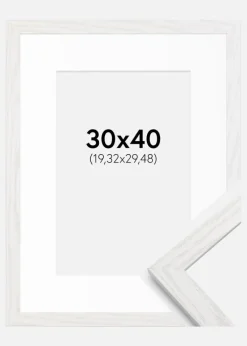 Ramme Stilren hvid Eg 30x40 cm - Passepartout Hvid 8x12 inches