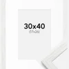 Ramme Stilren hvid Eg 30x40 cm - Passepartout Hvid 18x27 cm