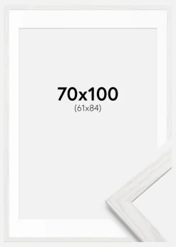 Ramme Stilren Hvid Eg 70x100 cm - Passepartout Hvid 62x85 cm