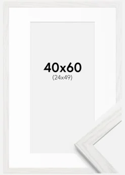 Ramme Stilren Hvid Eg 40x60 cm - Passepartout Hvid 25x50 cm