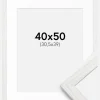 Ramme Stilren hvid Eg 40x50 cm - Passepartout Hvid 31,5x40 cm