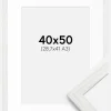 Ramme Stilren hvid Eg 40x50 cm - Passepartout Hvid 29,7x42 cm