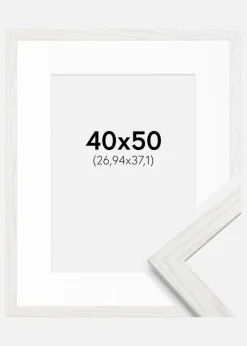 Ramme Stilren Hvid Eg 40x50 cm - Passepartout Hvid 11x15 inches