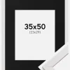 Ramme Stilren Hvid 35x50 cm - Passepartout Sort 24x30 cm