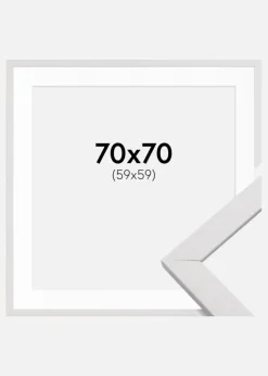 Ramme Stilren Hvid 70x70 cm - Passepartout Hvid 60x60 cm