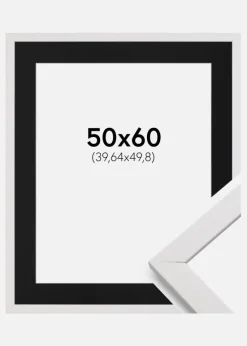 Ramme Stilren Hvid 50x60 cm - Passepartout Sort 16x20 inches
