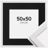 Ramme Stilren Hvid 50x50 cm - Passepartout Sort 35x35 cm