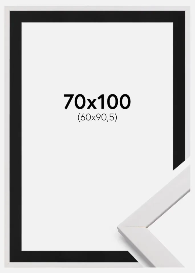 Ramme Stilren Hvid 70x100 cm - Passepartout Sort 61x91,5 cm