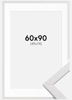 Ramme Stilren Hvid 60x90 cm - Passepartout Hvid 50x75 cm