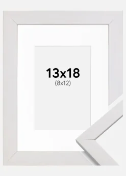 Ramme Stilren Hvid 13x18 cm - Passepartout Hvid 9x13 cm