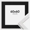 Ramme Stilren Hvid 60x60 cm - Passepartout Sort 45x45 cm