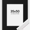Ramme Stilren Hvid 35x50 cm - Passepartout Sort 9x12 inches
