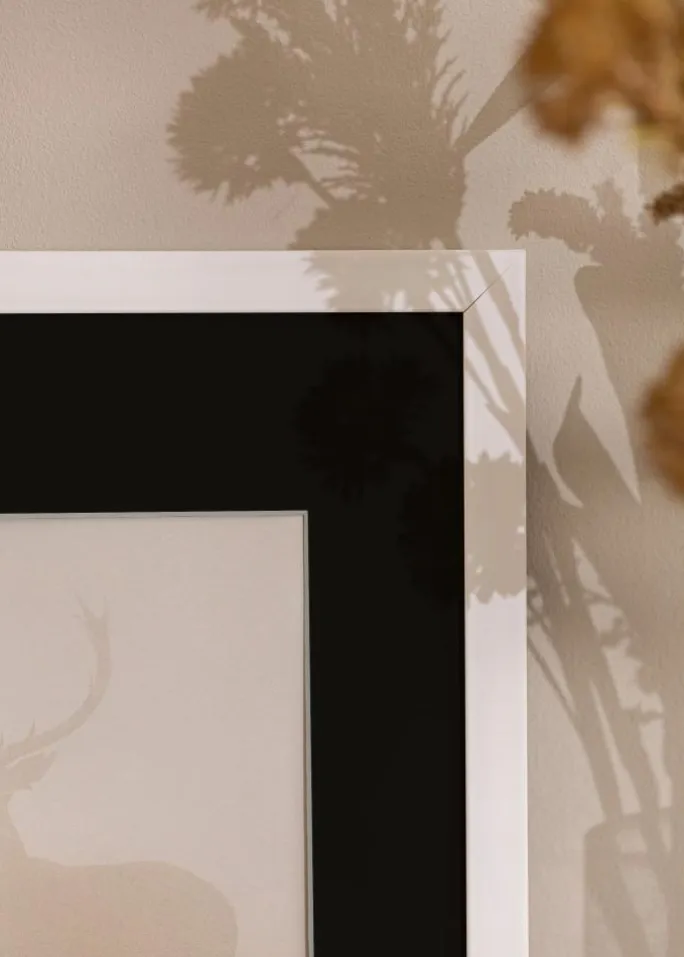 Ramme Stilren Hvid 35x50 cm - Passepartout Sort 9x12 inches