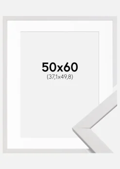 Ramme Stilren Hvid 50x60 cm - Passepartout Hvid 15x20 inches