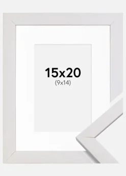 Ramme Stilren Hvid 15x20 cm - Passepartout Hvid 10x15 cm
