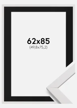 Ramme Stilren Hvid 62x85 cm - Passepartout Sort 20x30 inches