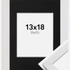 Ramme Stilren Hvid 13x18 cm - Passepartout Sort 10x12 cm