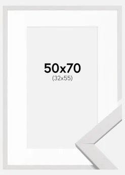 Ramme Stilren Hvid 50x70 cm - Passepartout Hvid 33x56 cm