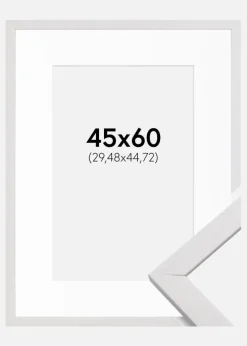 Ramme Stilren Hvid 45x60 cm - Passepartout Hvid 12x18 inches