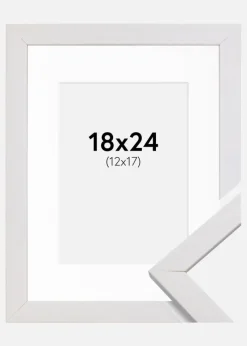 Ramme Stilren Hvid 18x24 cm - Passepartout Hvid 13x18 cm
