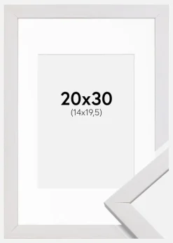 Ramme Stilren Hvid 20x30 cm - Passepartout Hvid 15x21 cm (A5)