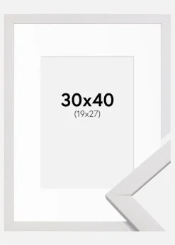 Ramme Stilren Hvid 30x40 cm - Passepartout Hvid 20x28 cm