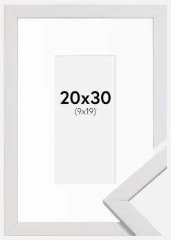 Ramme Stilren Hvid 20x30 cm - Passepartout Hvid 10x20 cm
