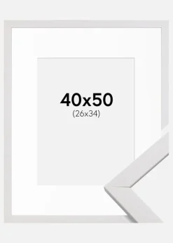 Ramme Stilren Hvid 40x50 cm - Passepartout Hvid 27x35 cm
