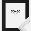 Ramme Stilren Hvid 50x60 cm - Passepartout Sort 37x46 cm