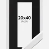 Ramme Stilren Hvid 20x40 cm - Passepartout Sort 10x30 cm