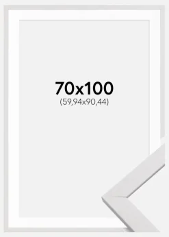 Ramme Stilren Hvid 70x100 cm - Passepartout Hvid 24x36 inches