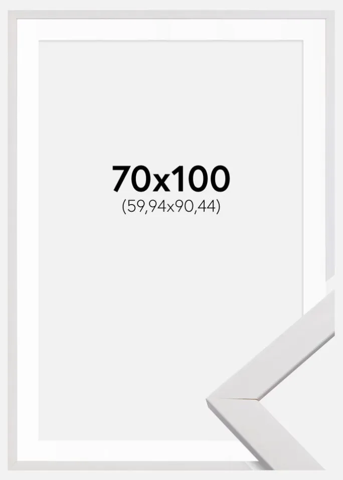 Ramme Stilren Hvid 70x100 cm - Passepartout Hvid 24x36 inches