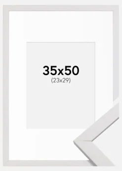 Ramme Stilren Hvid 35x50 cm - Passepartout Hvid 24x30 cm