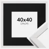 Ramme Stilren Hvid 40x40 cm - Passepartout Sort 25x25 cm