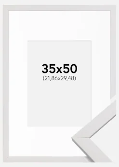 Ramme Stilren Hvid 35x50 cm - Passepartout Hvid 9x12 inches