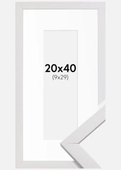 Ramme Stilren Hvid 20x40 cm - Passepartout Hvid 10x30 cm