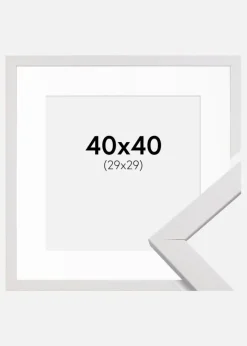 Ramme Stilren Hvid 40x40 cm - Passepartout Hvid 30x30 cm