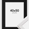 Ramme Stilren Hvid 40x50 cm - Passepartout Sort 30x40 cm