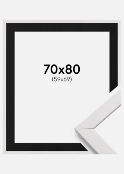 Ramme Stilren Hvid 70x70 cm - Passepartout Sort 60x70 cm