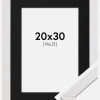 Ramme Stilren Hvid 20x30 cm - Passepartout Sort 15x22 cm
