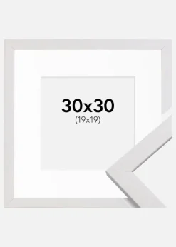 Ramme Stilren Hvid 30x30 cm - Passepartout Hvid 20x20 cm
