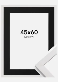 Ramme Stilren Hvid 45x60 cm - Passepartout Sort 35x50 cm