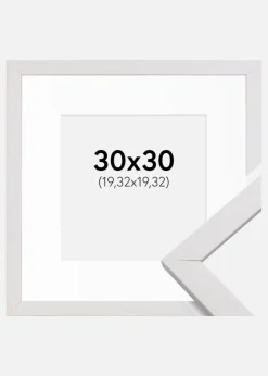 Ramme Stilren Hvid 30x30 cm - Passepartout Hvid 8x8 inches
