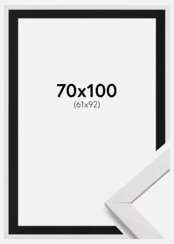 Ramme Stilren Hvid 70x100 cm - Passepartout Sort 62x93 cm