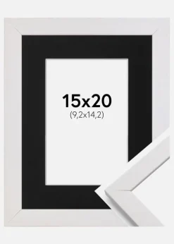 Ramme Stilren Hvid 15x20 cm - Passepartout Sort 4x6 inches