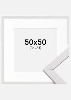 Ramme Stilren Hvid 50x50 cm - Passepartout Hvid 35x35 cm