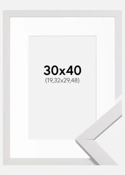 Ramme Stilren Hvid 30x40 cm - Passepartout Hvid 8x12 inches